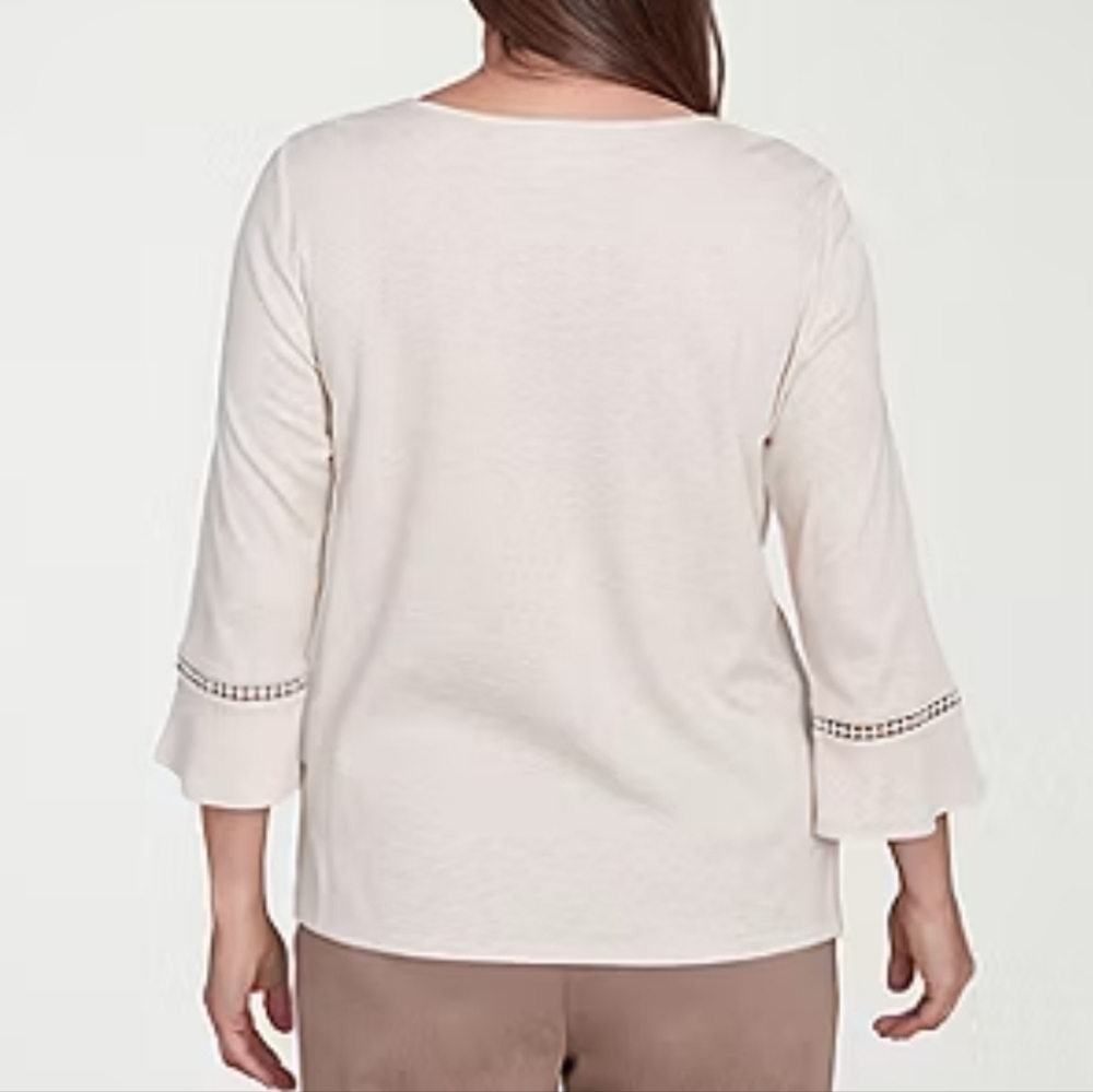 Alfred Dunner Telluride Womens Round Neck 3/4 Sleeve T-Shirt Size Large - Picture 2 of 8